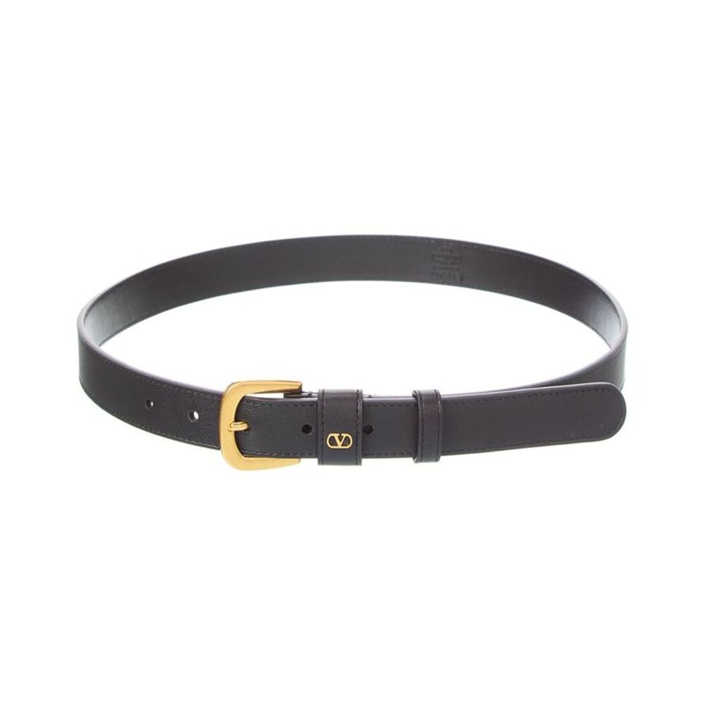 Valentino Vlogo Signature Mini Leather Belt, Black